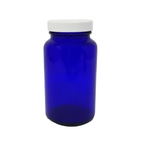 COBALT GLASS WIDE BOTTLE 300CC