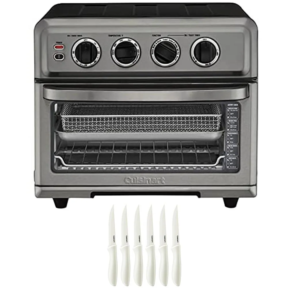 Cuisinart TOA-70BKS AirFryer Toaster Oven with Grill, Black   6pc Knife Set