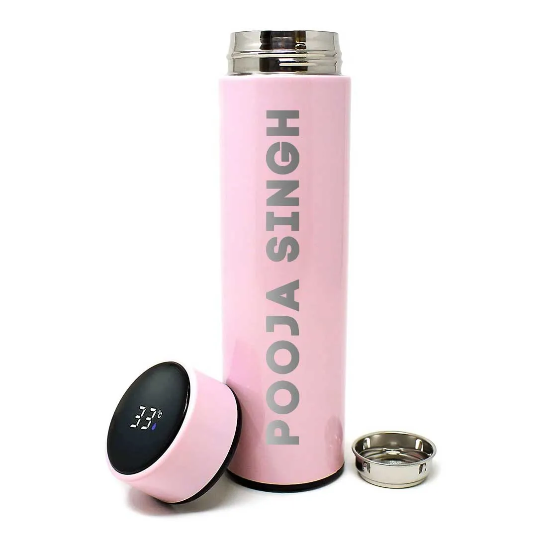 Custom Flask Tea Coffee Thermos with Temperature Display- Full Name