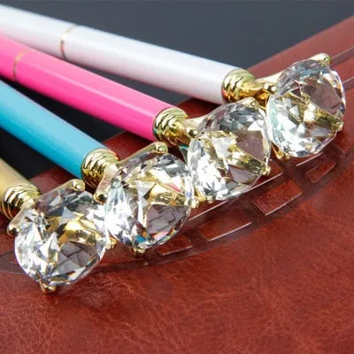 Cute gem ballpoint pen (With Light ) crystal glass diamond metal ballpoint pen single Piece