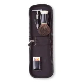 Dovo Leather Travel Shaving Set - Black