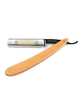 Dovo - "Black Star" Straight Razor, Brown Pakka Wood Handle, Round Point, 5/8"