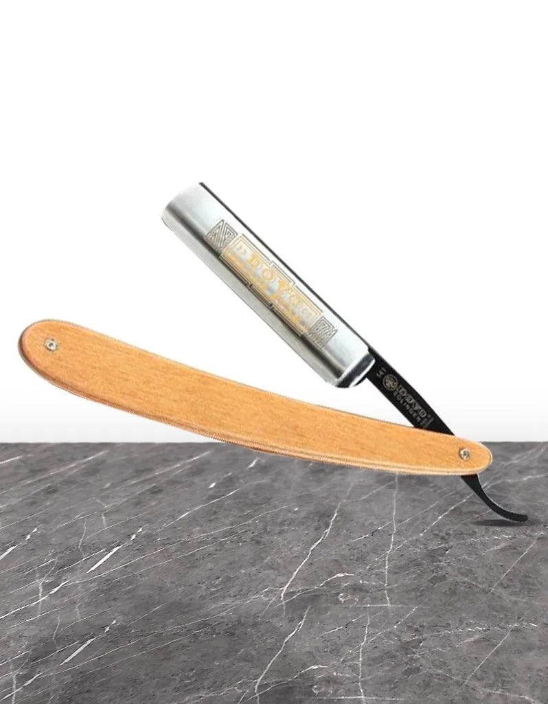 Dovo - "Black Star" Straight Razor, Brown Pakka Wood Handle, Round Point, 5/8"