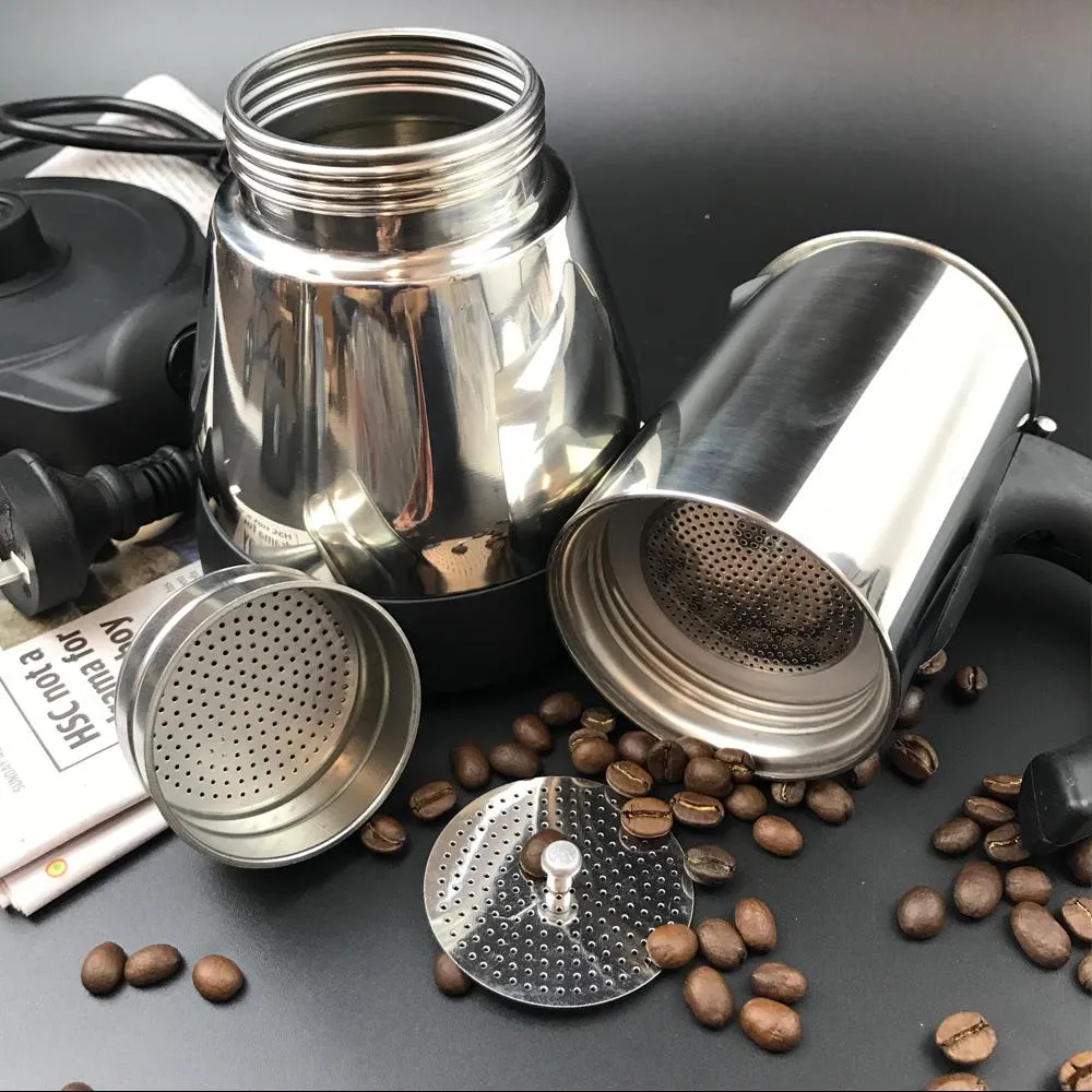 Electric Espresso Moka Coffee Make 6Cups Stainless Steel Italian Classic AU STOCK