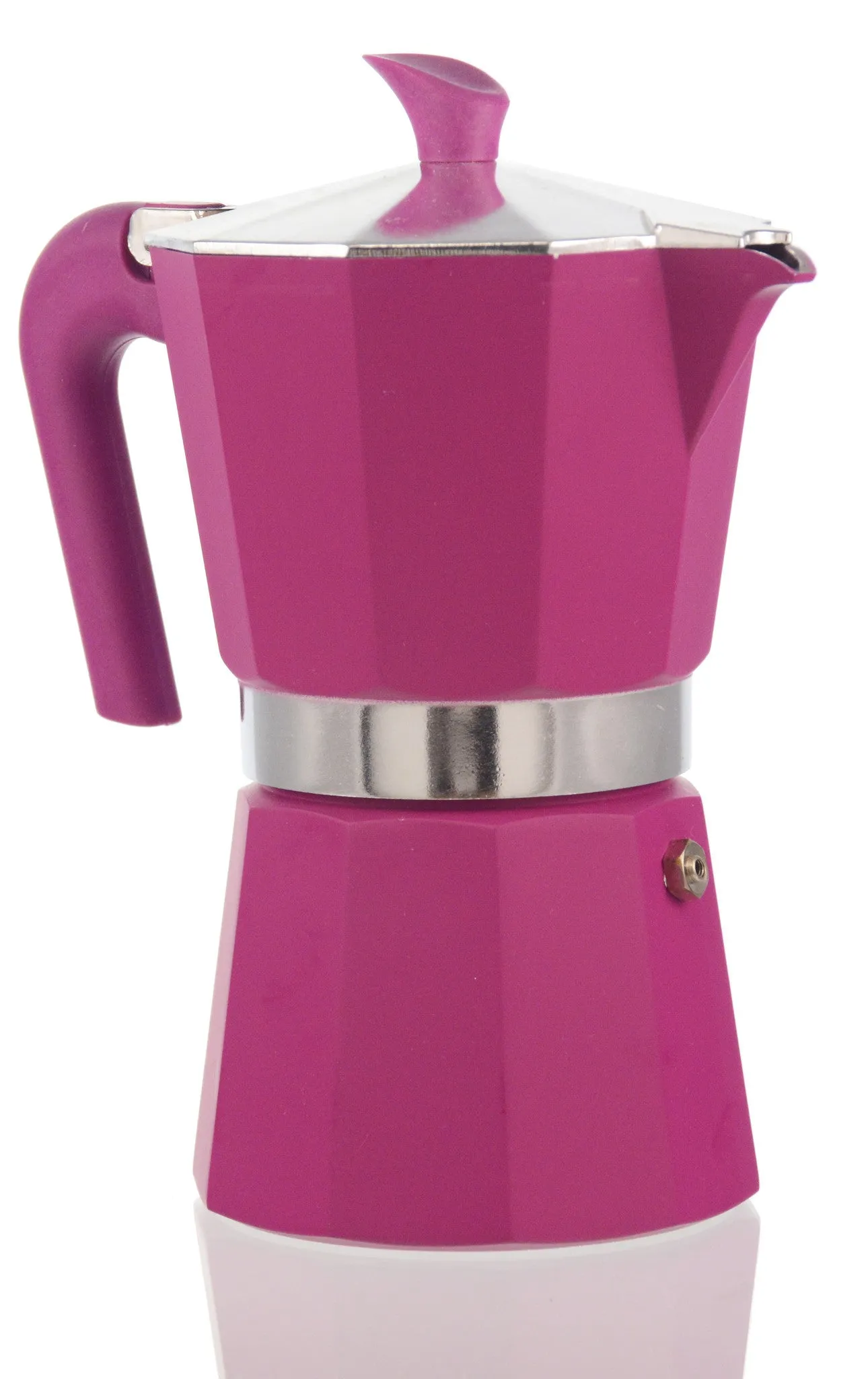 Espresso Coffee Maker Moka Pot: PEDRINI ITALY Polished Aluminium Stovetop Espresso Maker - Pink, available in 4 sizes