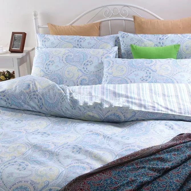 Ethnic Style Phoenix Tail Blue Luxury 4-Piece Cotton Duvet Cover Sets