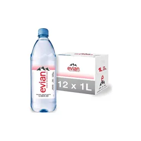 EVIAN NATURAL MINERAL WATER, 1L (IMPORTED) (Pack of 12 Bottle)