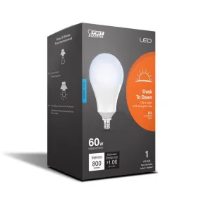 Feit A19 E12 (Candelabra) LED Dusk to Dawn Bulb Daylight 60 Watt Equivalence 1 pk