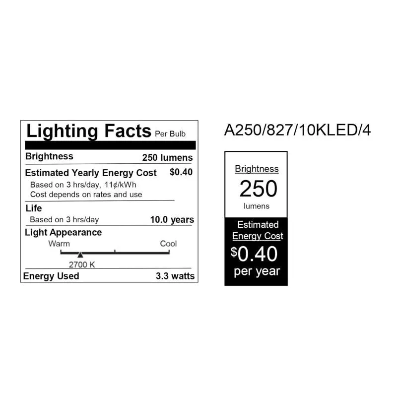 Feit LED A19 E26 (Medium) LED Bulb Soft White 25 Watt Equivalence 4 pk