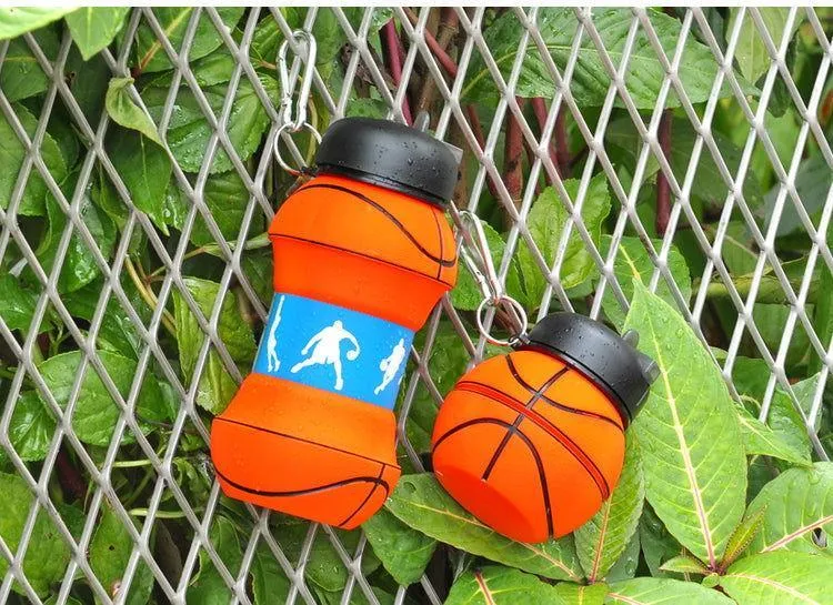 Foldable Silicone Sports Water Bottle – Basketball/Tennis Design 🏀🎾