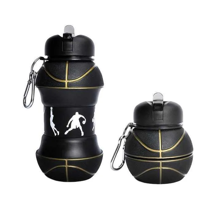 Foldable Silicone Sports Water Bottle – Basketball/Tennis Design 🏀🎾