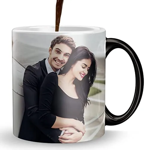 GiftsOnn Personalized Gift Custom Photo Quote Name Wish Ceramic Magic Mug For Birthday Gift,Valentine'S Day Gift,Anniversary Gift,Birthday Gifts,Gift For Girlfriend,Gift For Boyfriend -325 Ml,Black