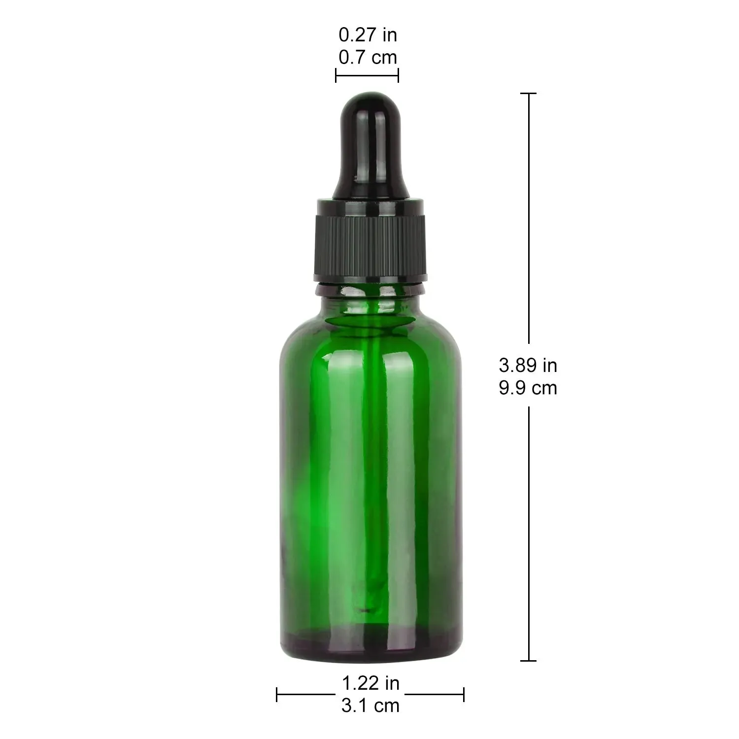 Glass Dropper Bottle with Inner Plug and Label (30 ml, Green)