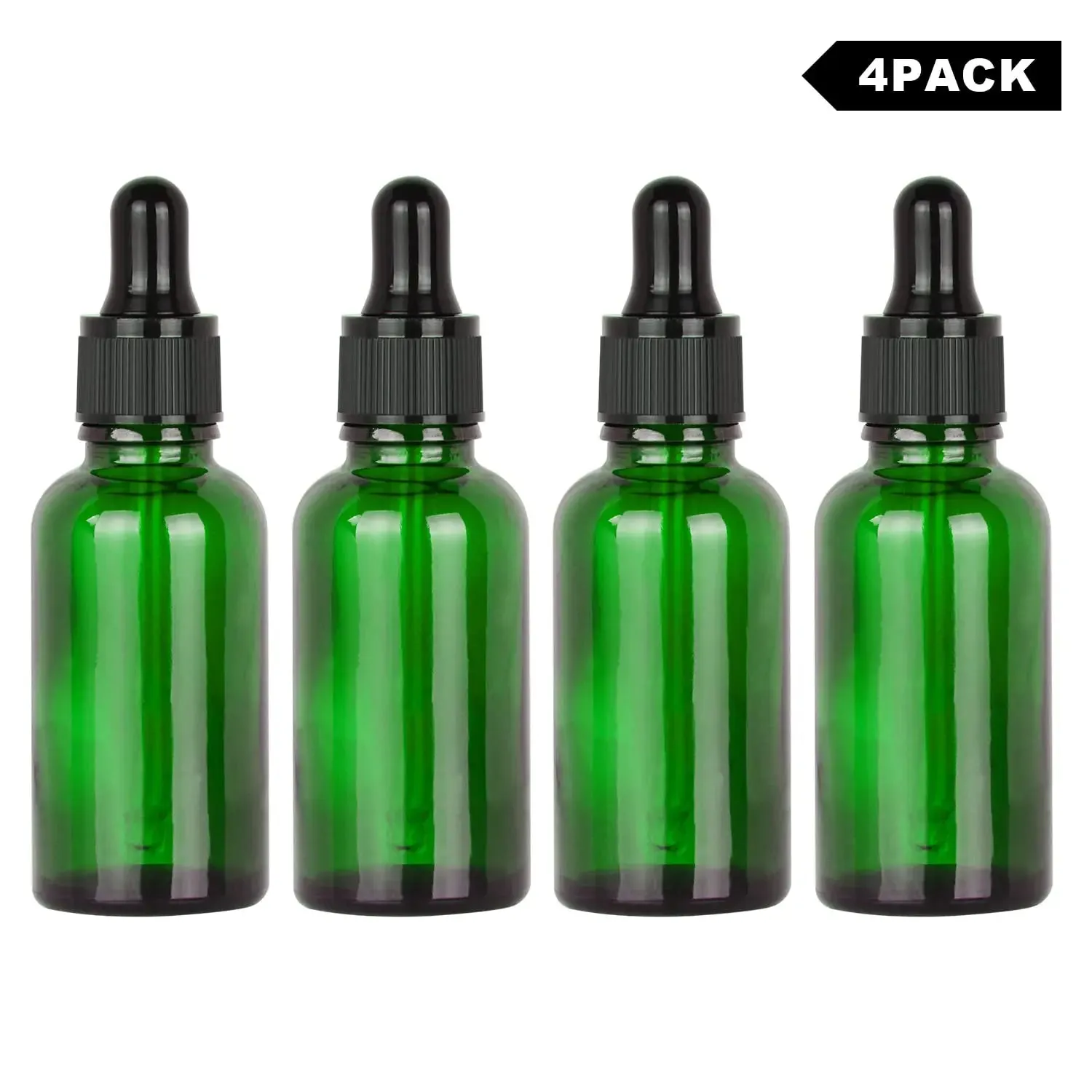 Glass Dropper Bottle with Inner Plug and Label (30 ml, Green)