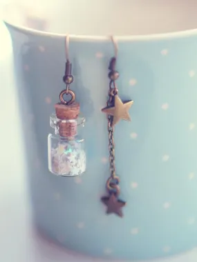 Glitter stars glass bottle earrings