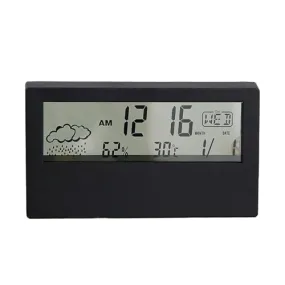 GLUN® Backlight LED Digital Alarm Clock Black Colour with Snooze Function, Data, Time, Calendar, and Temperature, Battery Operated for Bedrooms, Office Table and Desk