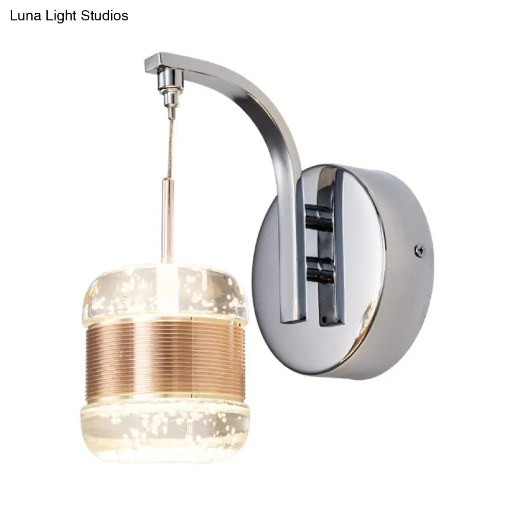 Gold LED Crystal Wall Sconce Lamp for Bedroom with Traditional Drum Mount