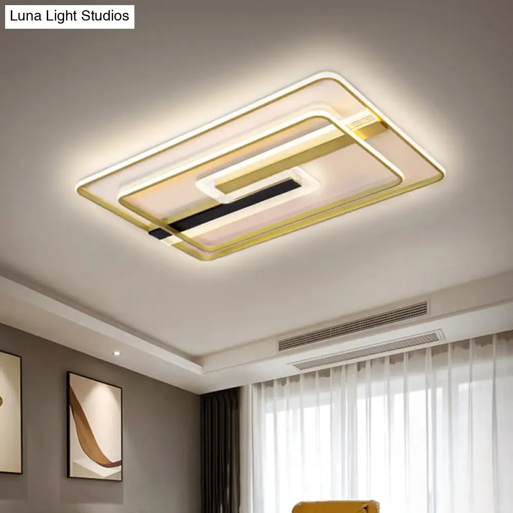 Gold Metal LED Flush Mount Ceiling Lamp for Contemporary Sitting Room with Warm/White Light