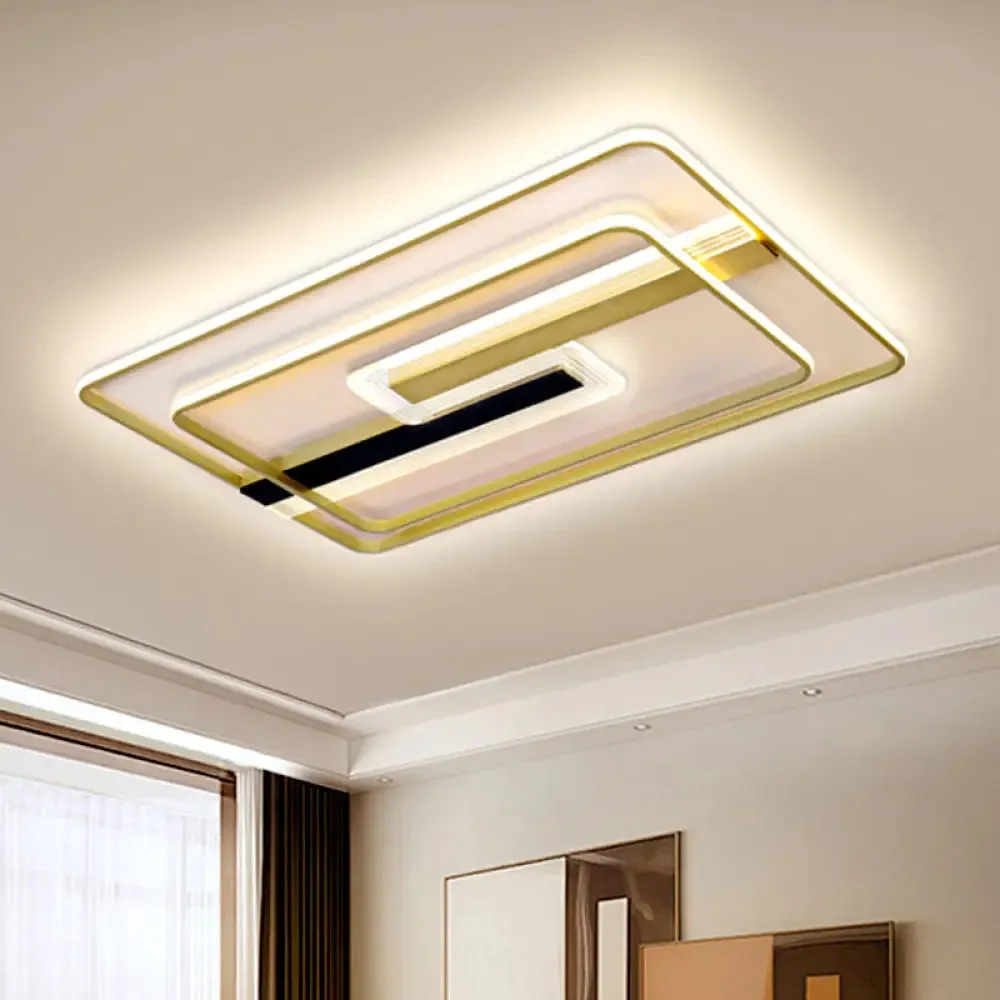 Gold Metal LED Flush Mount Ceiling Lamp for Contemporary Sitting Room with Warm/White Light