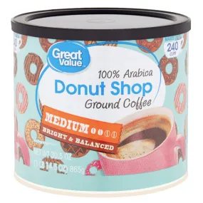 Great Value Donut Shop Ground Coffee, Medium Roast, 30.5 oz