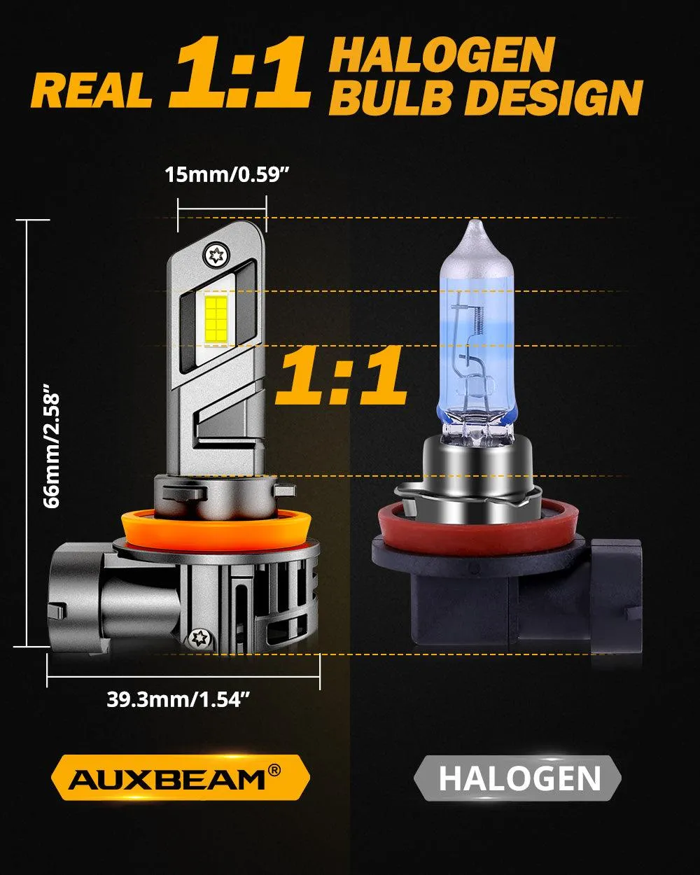 🆕H11/H9/H8 LED Headlight Bulbs Q25 Series Real 1:1 Size 70W 20000LM 6500K Cool White | 2 Bulbs