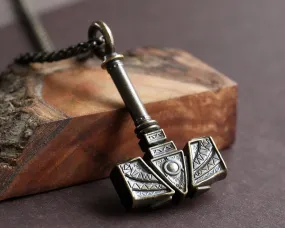 Handmade Viking Thors Hammer Necklace For Men and Women With Strong 22 Inches Long Chain, Brass / 925 Sterling Silver Casting