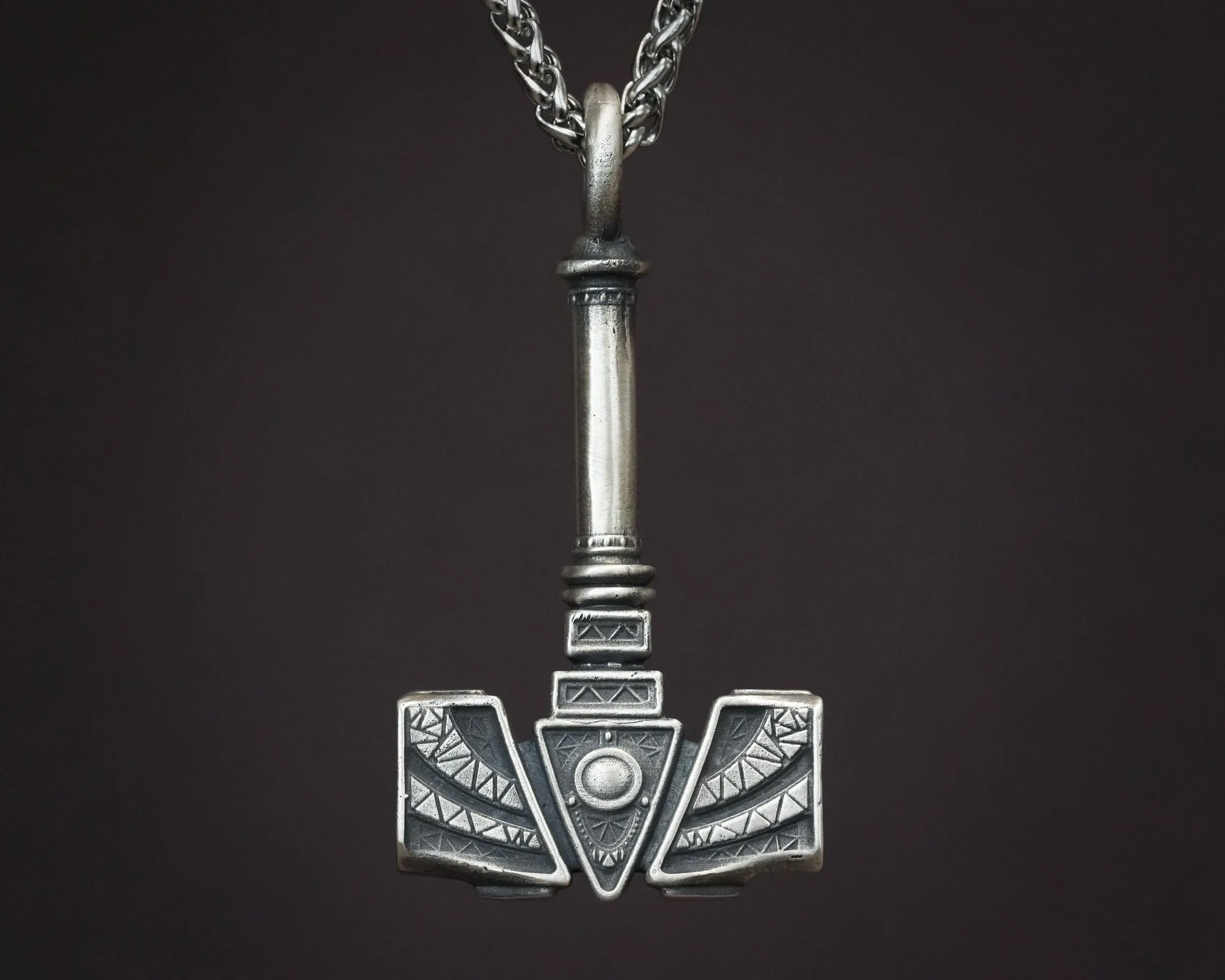 Handmade Viking Thors Hammer Necklace For Men and Women With Strong 22 Inches Long Chain, Brass / 925 Sterling Silver Casting