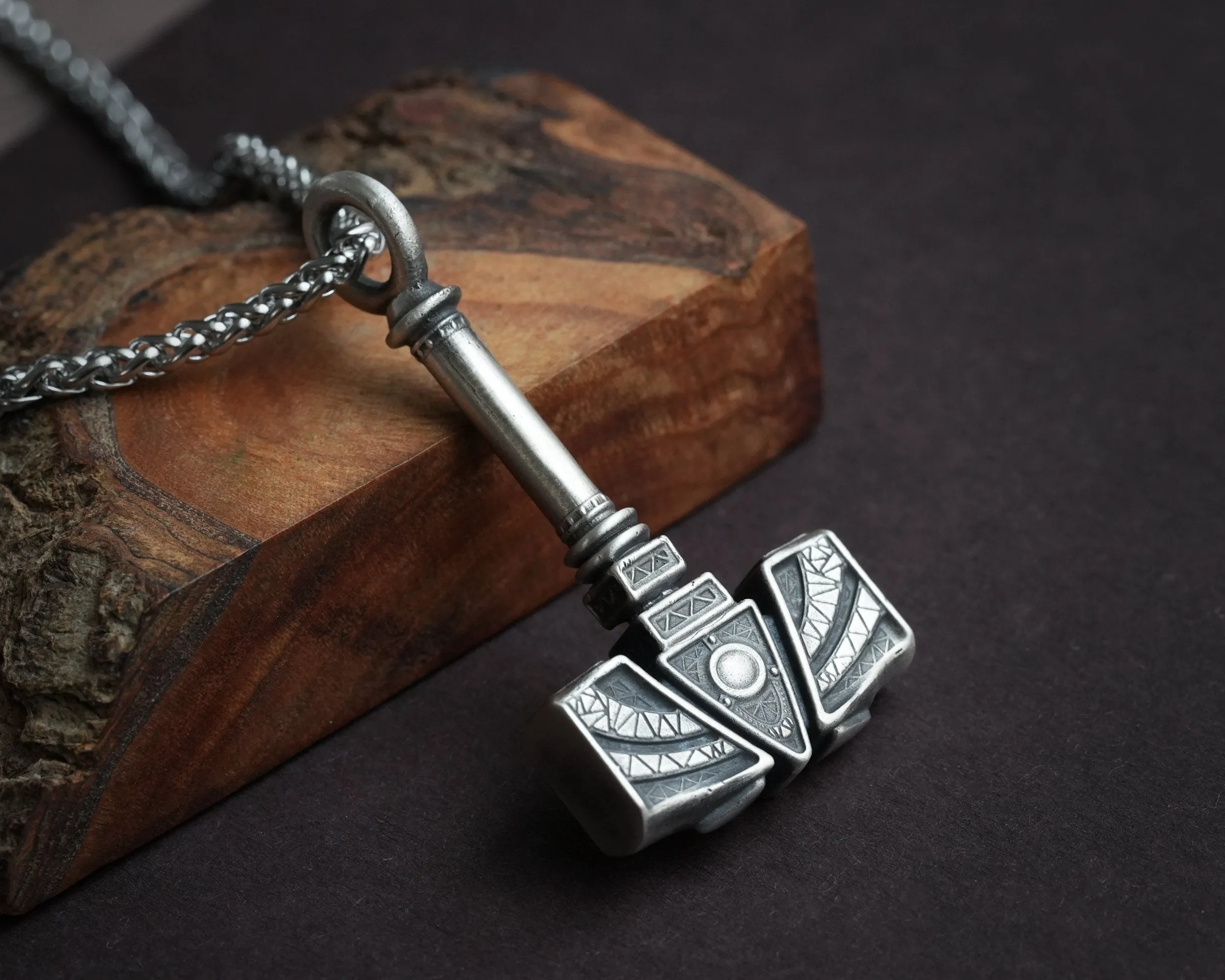 Handmade Viking Thors Hammer Necklace For Men and Women With Strong 22 Inches Long Chain, Brass / 925 Sterling Silver Casting