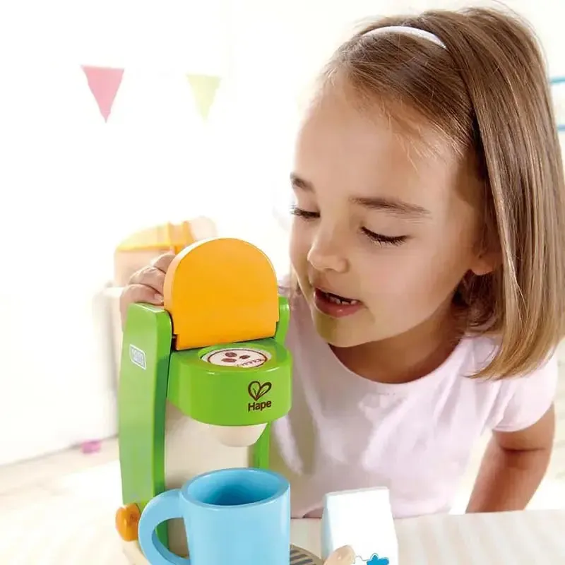 Hape Kid's Coffee Maker Wooden Play Kitchen Set with Accessories