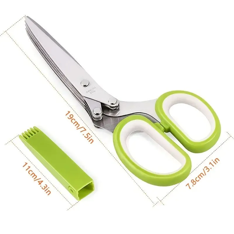 Herb Scissors Shears Cutter with 5 Blades Kitchen Gadgets