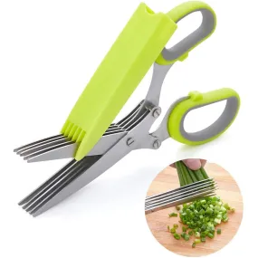 Herb Scissors Shears Cutter with 5 Blades Kitchen Gadgets