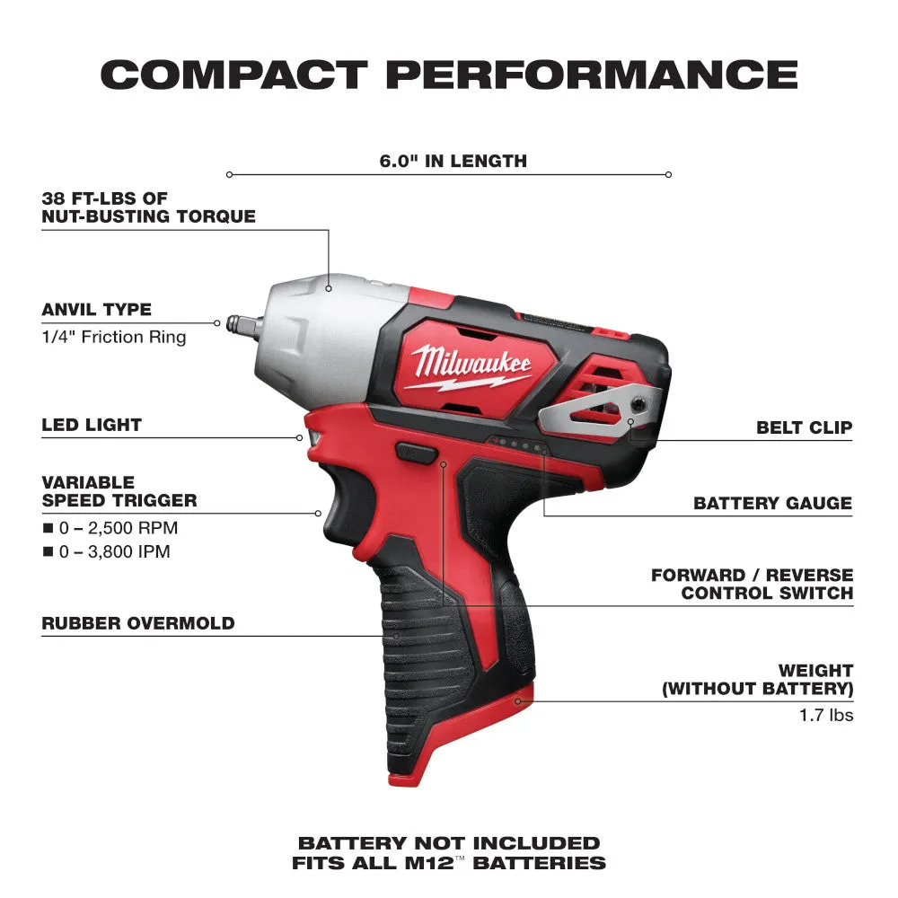 Impact Wrench - Milwaukee M12™ 1/4 in. Impact Wrench, 2461-20