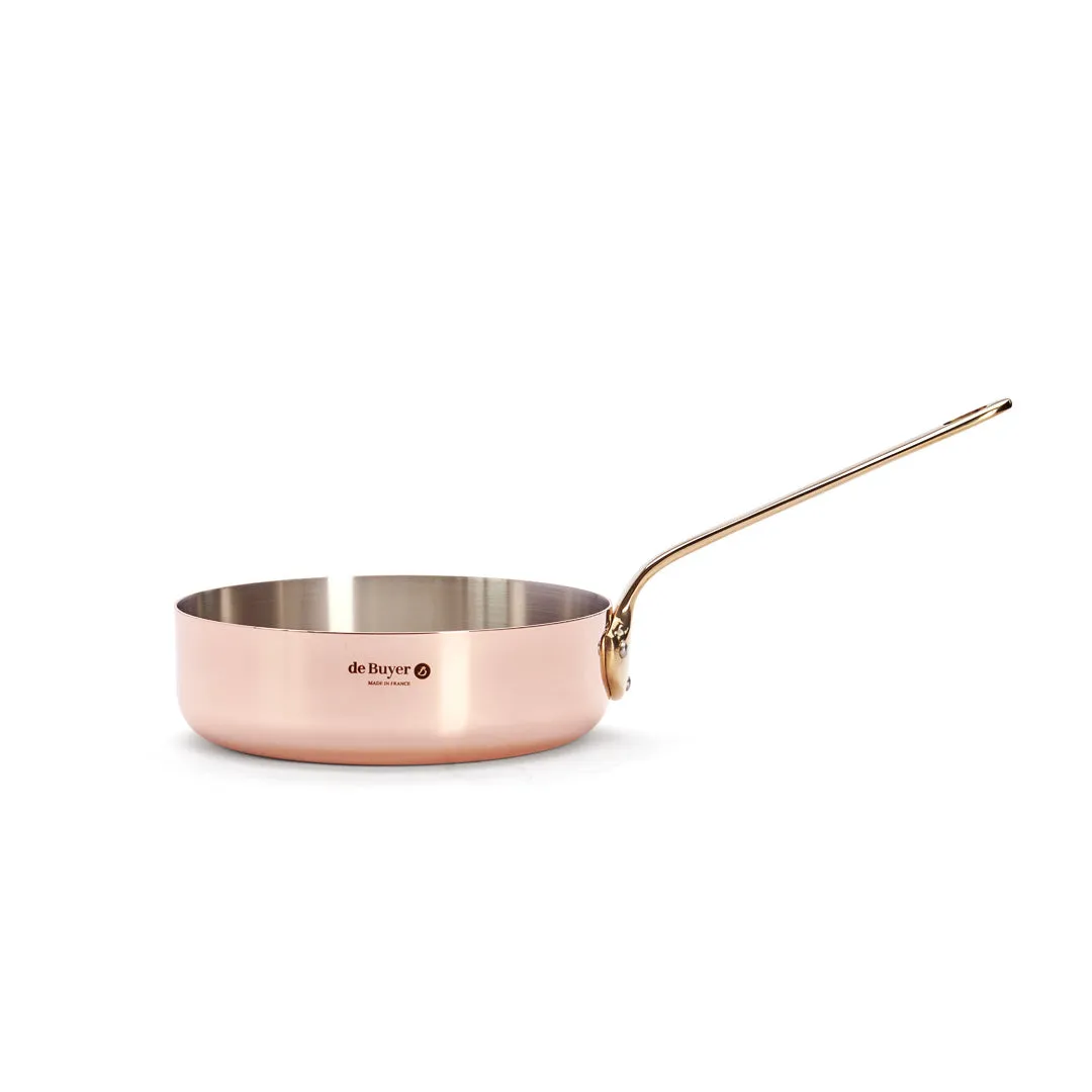 INOCUIVRE SERVICE Copper Sauté Pan with Brass Handles