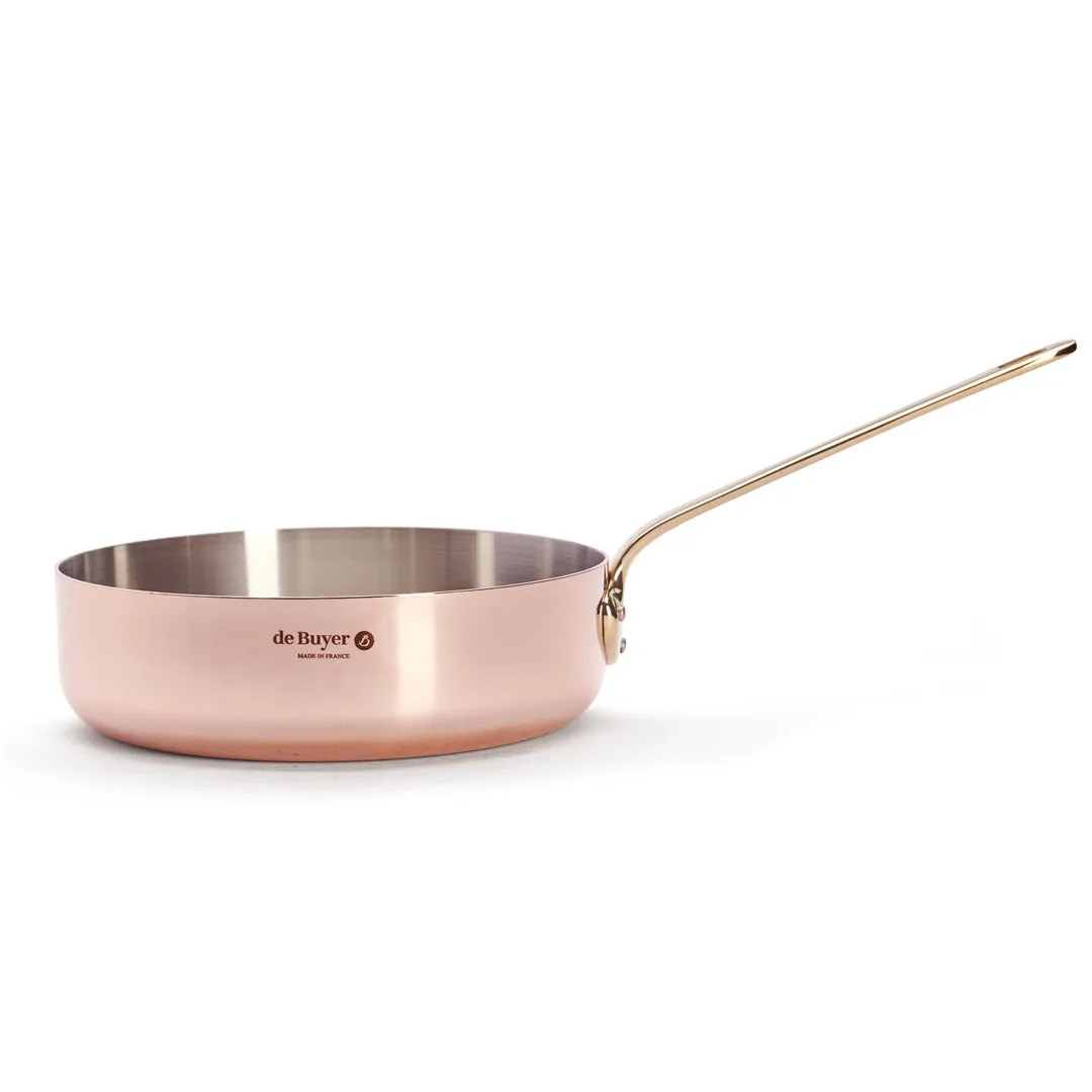 INOCUIVRE SERVICE Copper Sauté Pan with Brass Handles