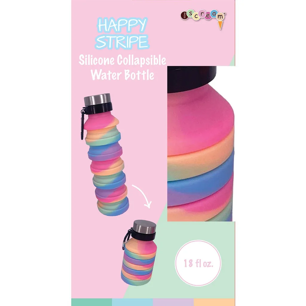 Iscream Happy Stripe Collapsible Water Bottle