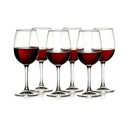 JUSTNOW Glass Goblet Wine Glass - 6 Pieces, White, 250 ml