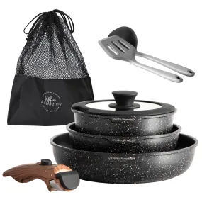 Kitchen Academy Granite Detachable Handle Induction Cookware Set