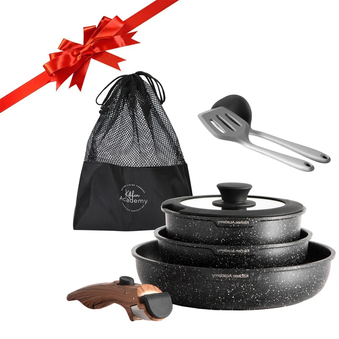 Kitchen Academy Granite Detachable Handle Induction Cookware Set