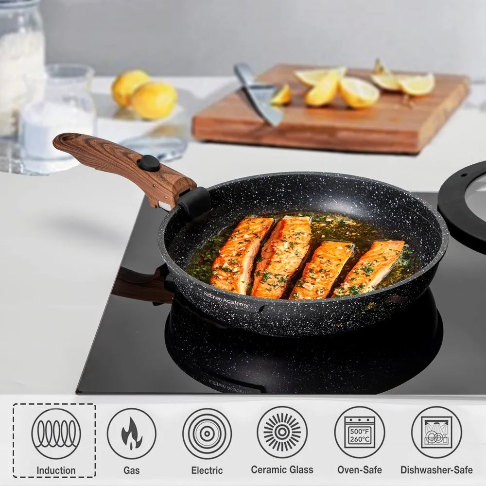 Kitchen Academy Granite Detachable Handle Induction Cookware Set