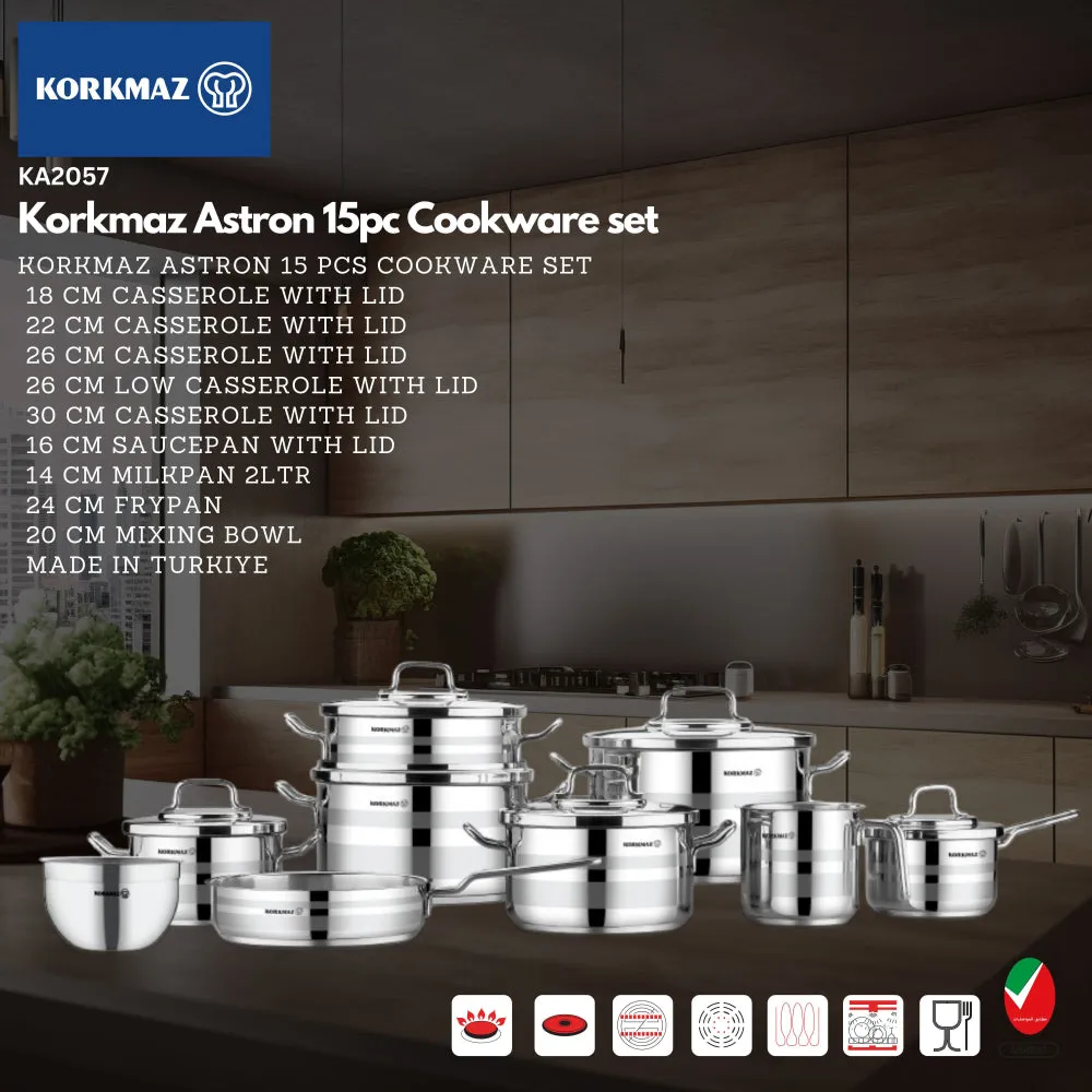 Korkmaz Astron 15pc Cookware set - KA2057