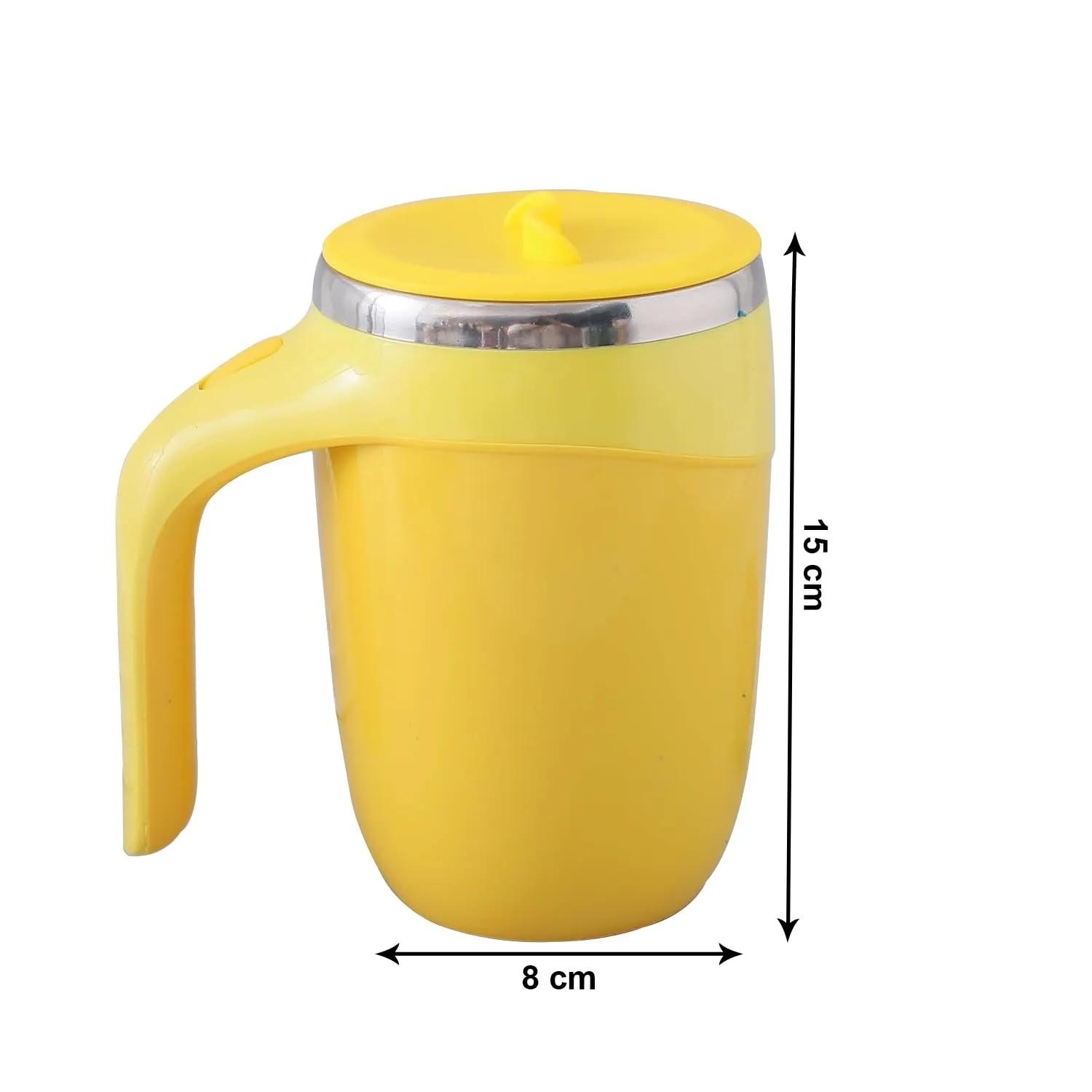 Kuber Industries Pack of 3 Anti-Fall Insulated Coffee Mug with Suction Bottom | Leak-Proof Stainless Steel Tumbler | Coffee Mug with Lid and Handle | 500 ML | Yellow