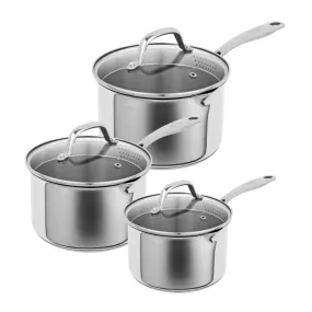 Kuhn Rikon Allround Plus 3pc saucepan set with draining lids