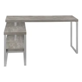 L-Shaped 60" Grey Corner Desk with Storage