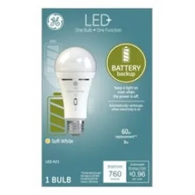 LED   Battery Back Up Bulb, A21, 760 Lumens, 8-Watt