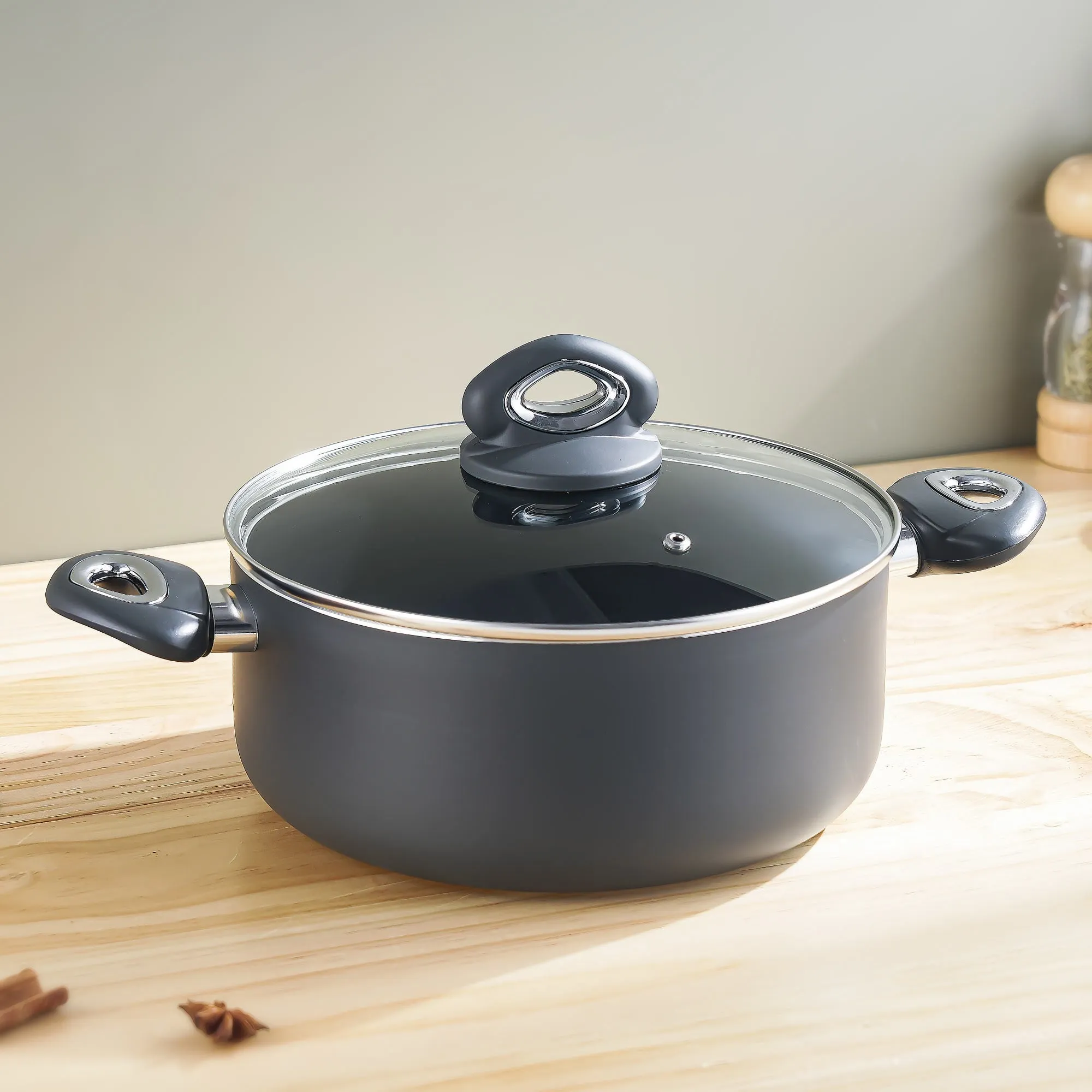 Lewis's Gourmet Non-Stick 24cm Casserole With Tempered Glass Lid