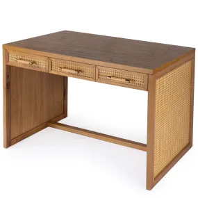 Light Natural Oak Wood & Cane Desk