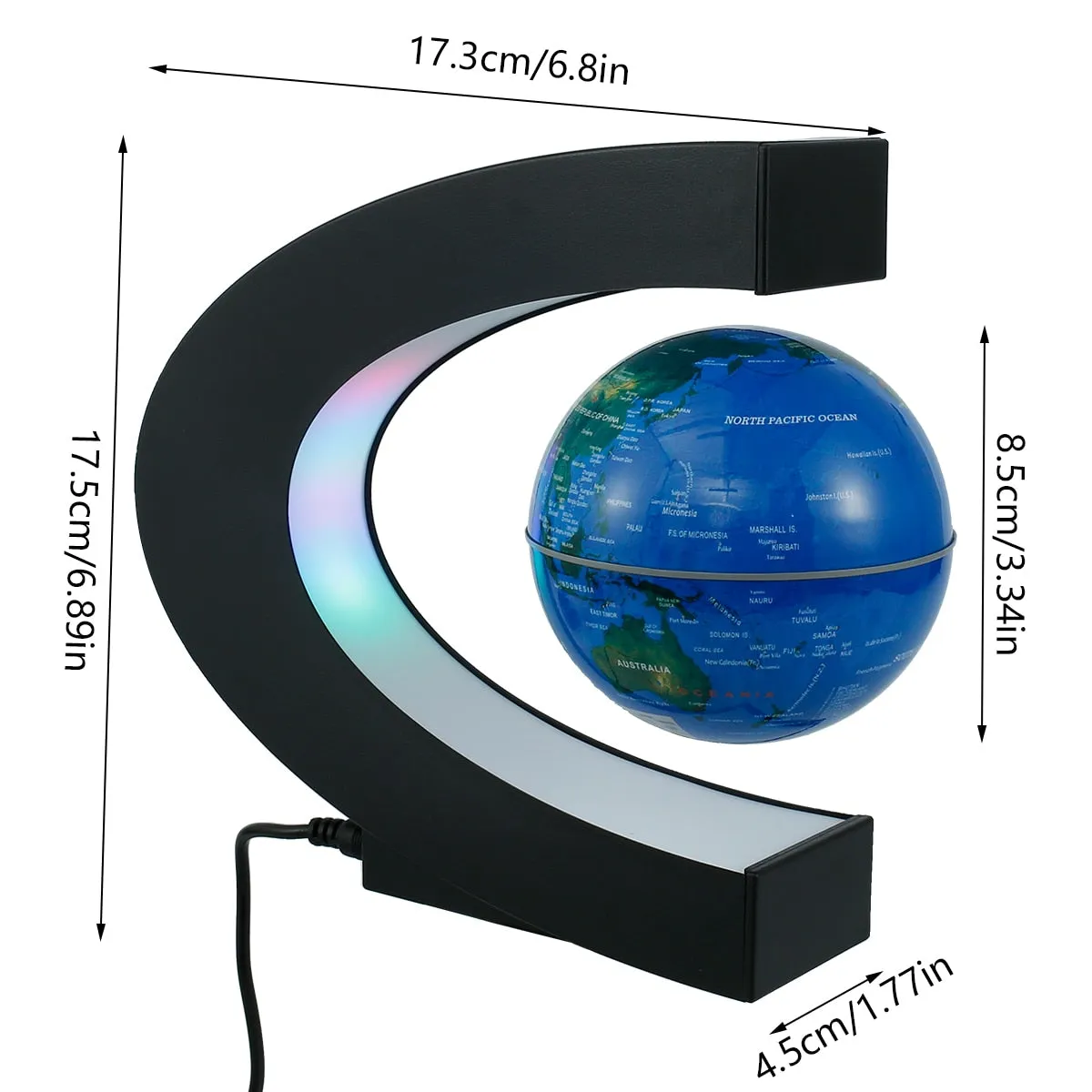 Magnetic Levitation Light Floating World Map Globe with LED Desk Lamp Night Light