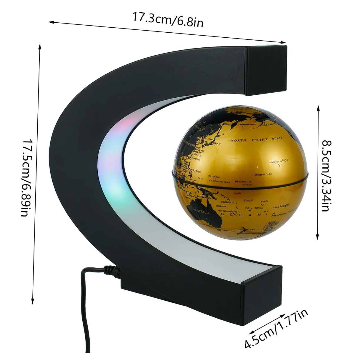 Magnetic Levitation Light Floating World Map Globe with LED Desk Lamp Night Light