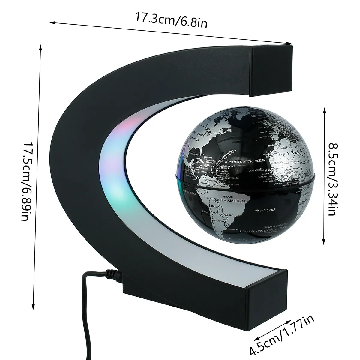 Magnetic Levitation Light Floating World Map Globe with LED Desk Lamp Night Light