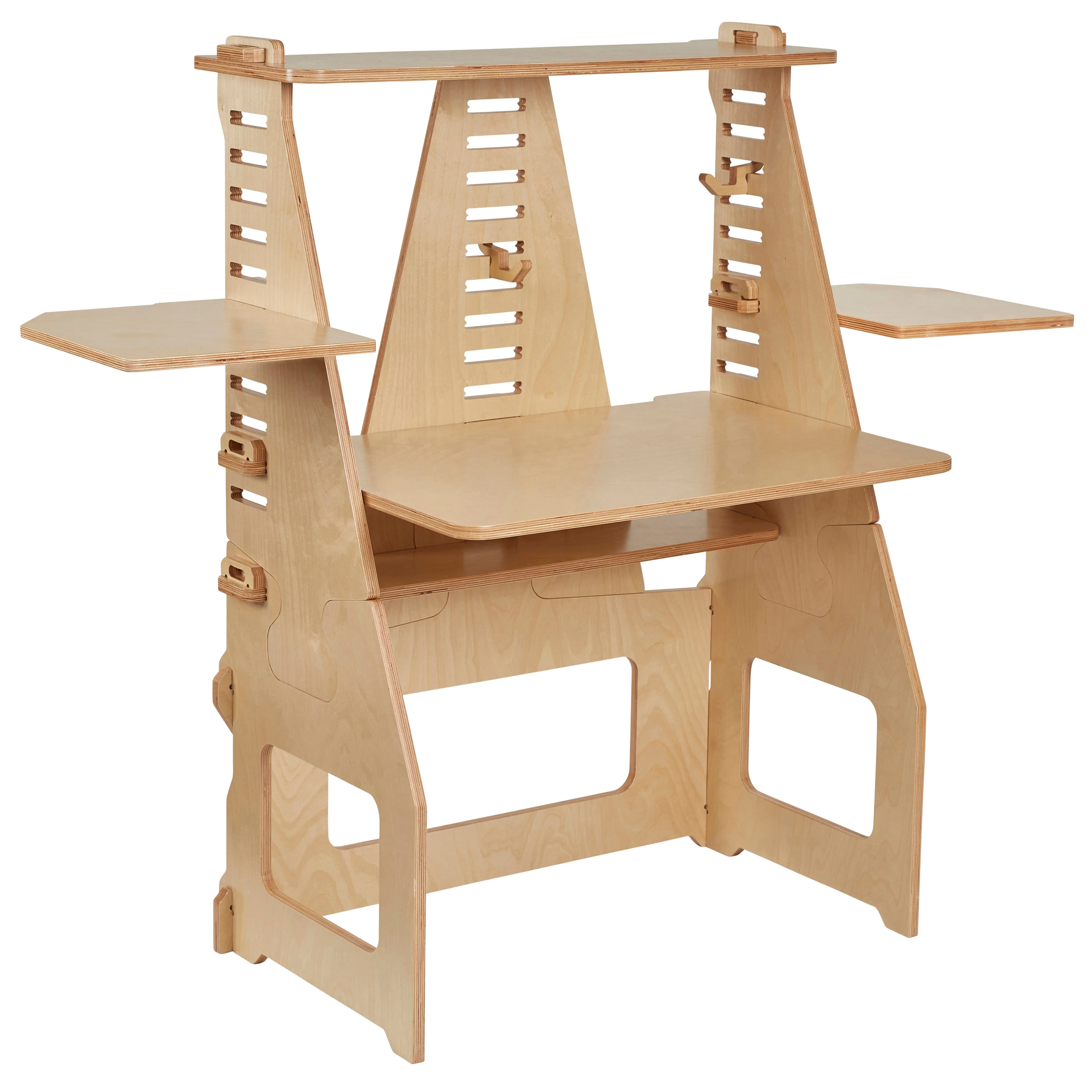 Maker's Puzzle Sit or Stand Desk, Adjustable Height Desk, Natural